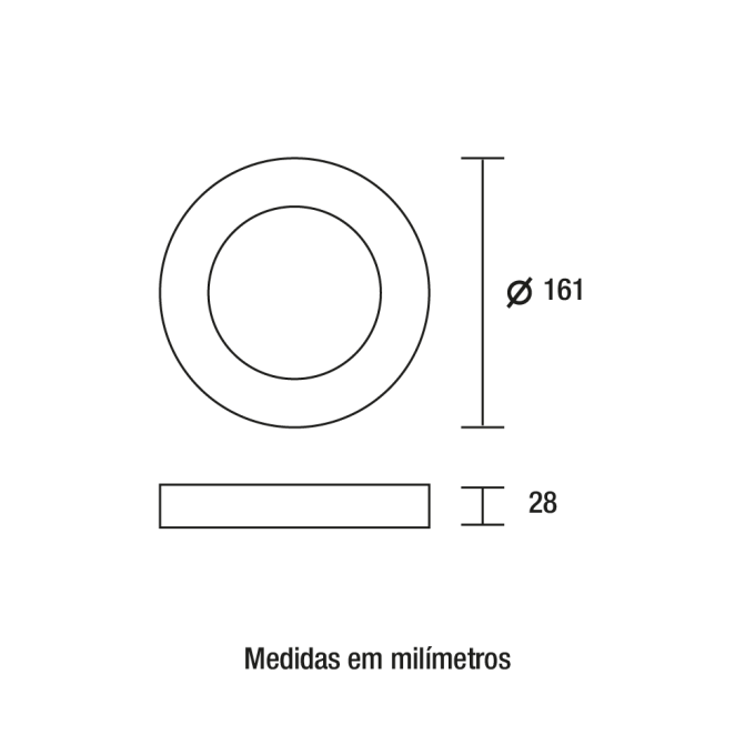 Painel Sobrepor Blumenau Redondo Tech 12 watts 3000K Ø161x28mm 80503004