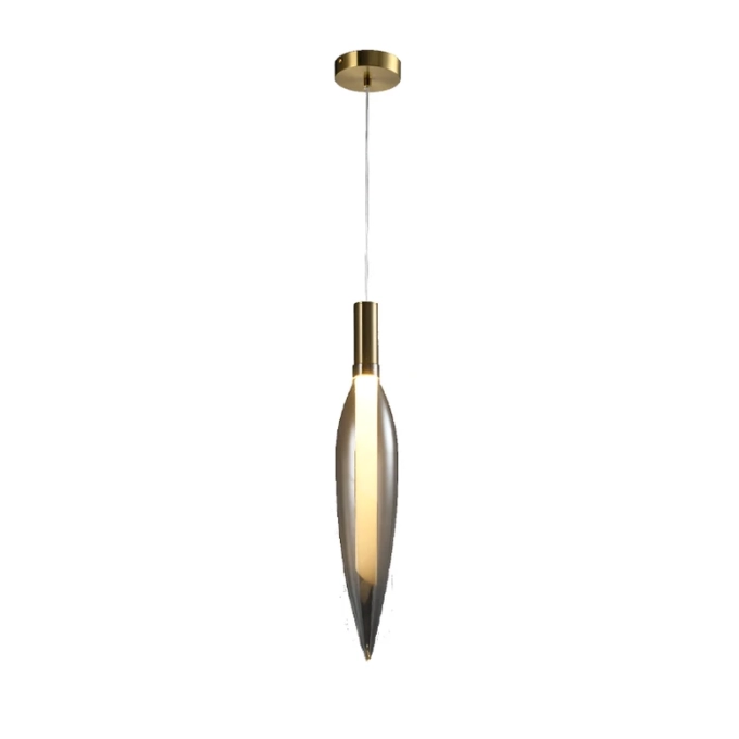 Pendente Skylight Pencil Dourado e Vidro Fumê 4 watts 3000K Bivolt Ø103X540mm SKY-4097FL