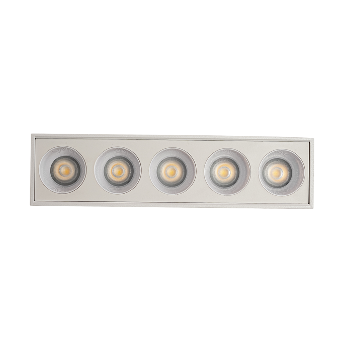 Spot Sobrepor Nordecor Downlight Powerus 5 Focos 10 watts 4000K Branco IRC90 35° Bivolt 137x35x70mm 6806