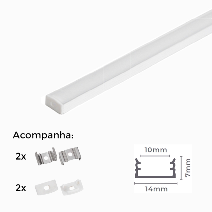 Perfil Sobrepor Nordecor 14x7mm Barra de 2 metros Branco 4294
