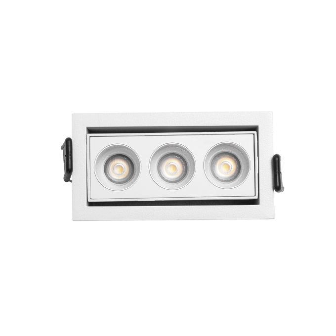 Embutido Nordecor Downlight Powerus Direcionável 3 Focos 6 watts Branco 3000K IRC90 35° Bivolt 100x44x52mm 6731