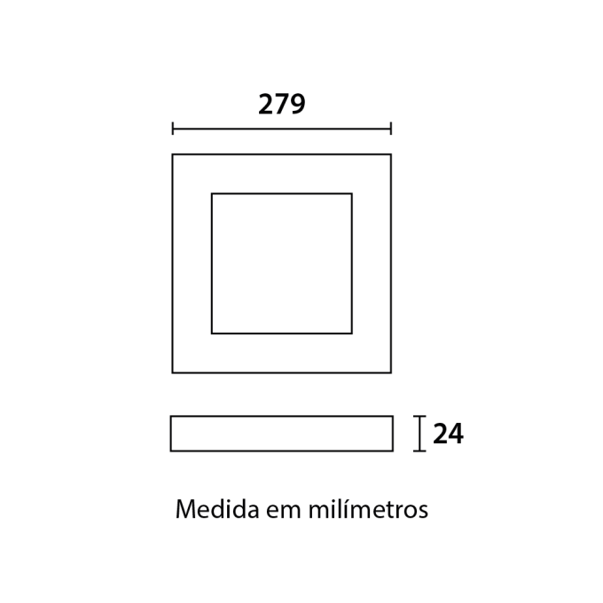 Painel Sobrepor Blumenau Quadrado Tech 24 watts 3000K 283x283x24mm 80853004