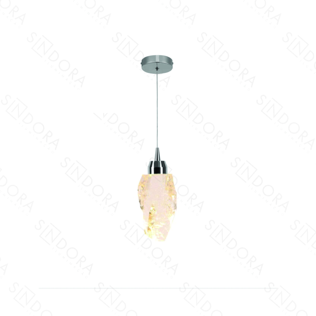 Pendente Sindora Metal Cromado Cristal 5 watts 3000K Ø90x190mm DCD02218