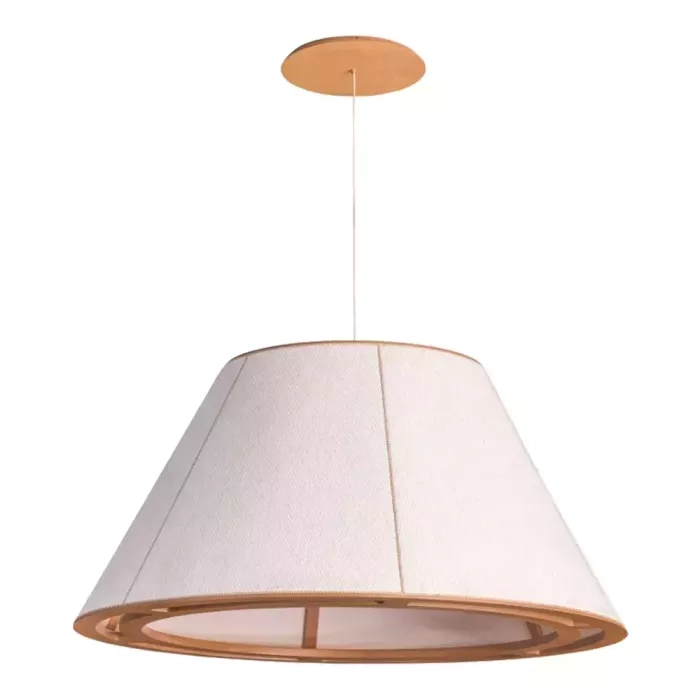Pendente Madelustre Catedral Rio Madeira Natural e Tecido Robust 1L E27 Ø900mm 3416NA/92

