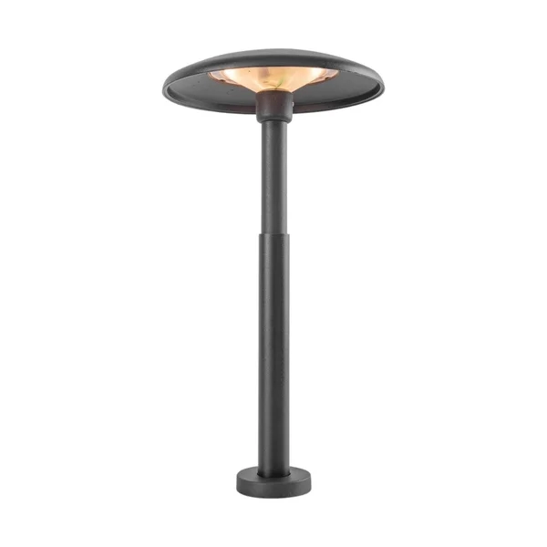 Poste Balizador Interlight Pilz Preto 8 watts IRC90 IP65 2700K Bivolt Ø180mm Altura Regulável  500-745mm 7381