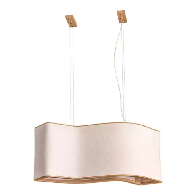 Pendente Madelustre Copan Madeira Natural e Tecido Boucle 4L E27 930x390mm 3419NA/88