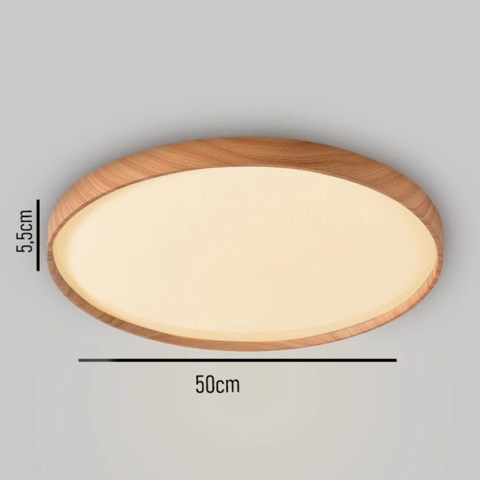 Plafon Skylight Edge Madeira e Branco 36 watts 3000K Bivolt Ø500mm SKY-4083R5-MA