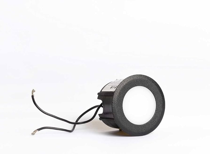 Balizador Interlight Coin Preto Redondo 0,3 watts 2700K IP65 Bivolt Ø50x23mm 3971