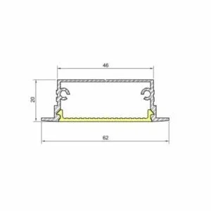 Sistema Linear Usina Embutir Route (Somente Perfil) 62x20x3000mm 30670/3000