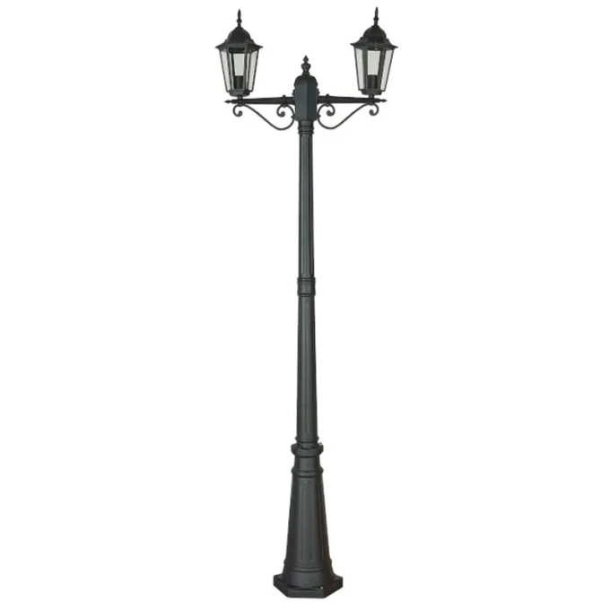 Poste Biancoluce Nice Alumínio Injetado e Vidro Preto 2L E27 2100mm PC204/2