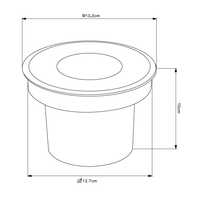 Embutido de Solo Nordecor Senf 20 watts 24° 2700K IP67 Preto Bivolt IRC90 Ø133x100mm 6851