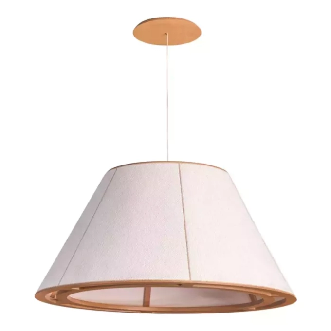Pendente Madelustre Catedral Rio Madeira Natural e Tecido Robust 1L E27 Ø600mm 3415NA/92