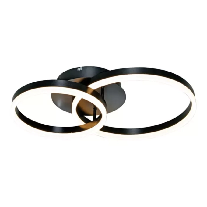 Plafon Sindora Alumínio Escovado Preto Acrílico 44 watts 3000K 300x400mm DCX03226