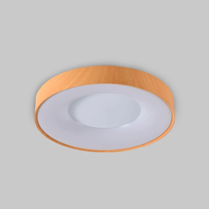 Plafon Skylight Edge Madeira e Branco 24 watts 3000K Bivolt Ø400mm SKY-4082R4-MA