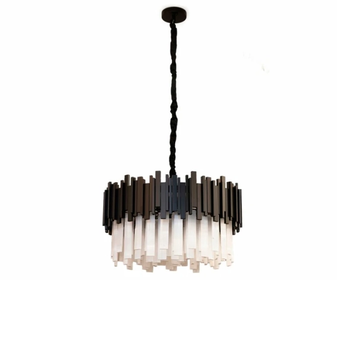 Lustre Skylight Fancy Dourado e Pedras Selenitas 12L G9 Bivolt Ø600x190x330mm SKY-3013SL-PT