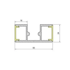 Sistema Usina Linear Sobrepor Double Difusor (Somente Perfil) 50x24x1500mm 30650/1500
