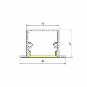 Sistema Linear Usina Embutir Polo (Somente Perfil) 45x27x1000mm 30695/1000