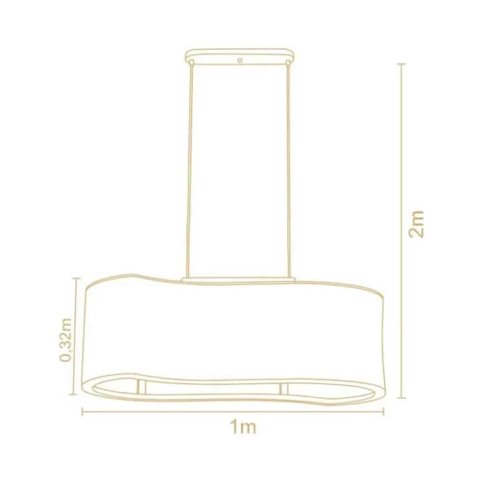 Pendente Madelustre Orgânico Tecido Boucle 4L E27 1000x320mm 3413NA