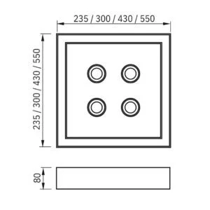 Plafon Usina Premium Pro 4L MR16 + Led 24,4 watts 300x300x80mm 19256/30LED4