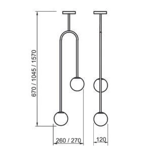 Pendente Usina Pêndulo Tubo Ø12,7mm 2L G9 260X120X820mm 16496/81