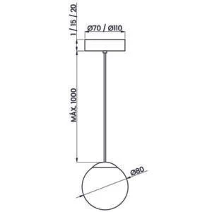 Pendente Usina Glob 1L G9 Canopla Padrão Ø110x20mm Globo de Ø80mm 18001/81