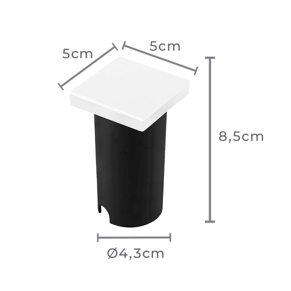 Embutido de Solo Nordecor Siva Quadrado 1 watts IP67 3000K Branco Bivolt 50x50x85mm 6581