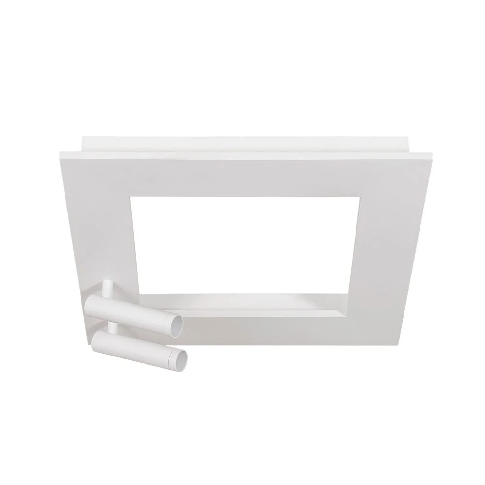 Plafon Arandela Usina Pegasus Retangular 88,8 watts 3000K com 2 Spots Beer 550x550x75mm 19475/55LED3