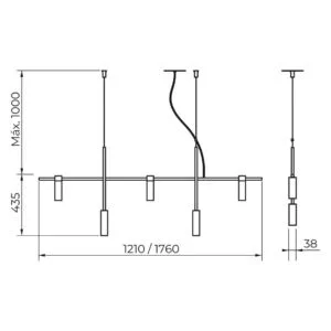 Pendente Usina Barão 5L MR11 381X1210X435mm 16815/5