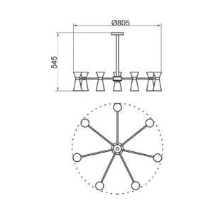 Pendente Usina Campa Luz Direta 7L MR16 Ø805X545mm 16752/7
