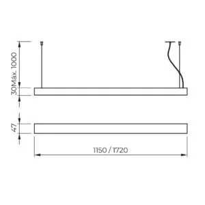 Pendente Usina Régua Turim Iluminação Direta e Indireta 74,5 watts 1720x30x47mm 19545/172LED