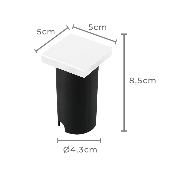 Embutido de Solo Nordecor Siva Quadrado 1 watts IP67 3000K Branco Bivolt 50x50x85mm 6581