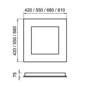 Plafon Arandela Usina Pegasus Quadrado 115,2 watts 680x680x75mm 19472/68LED