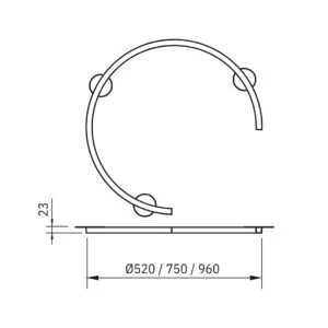 Plafon Arandela Usina Volta Meia Lua Externa (Fita de Led Não Inclusa) Ø520X23mm 16658/52