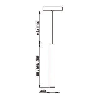 Pendente Usina Palito 3 watts 3000K Canopla Padrão Ø28x115mm 19650/10LED3