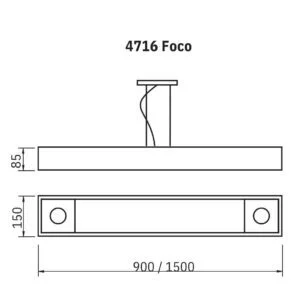 Pendente Usina Tropical Slim 4L T8 1200mm + 2L Dicróica MR16 150X1500X85mm 4716/150FDC