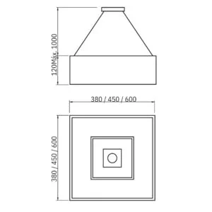 Pendente Usina Focus 4L E27 + 1L MR16 380X380X120mm 4551/38