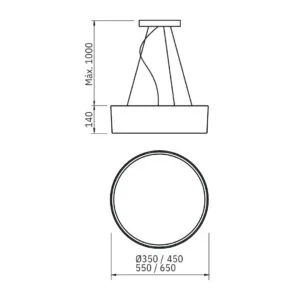 Pendente Usina Onix 2L E27 Ø350X140mm 4101/35