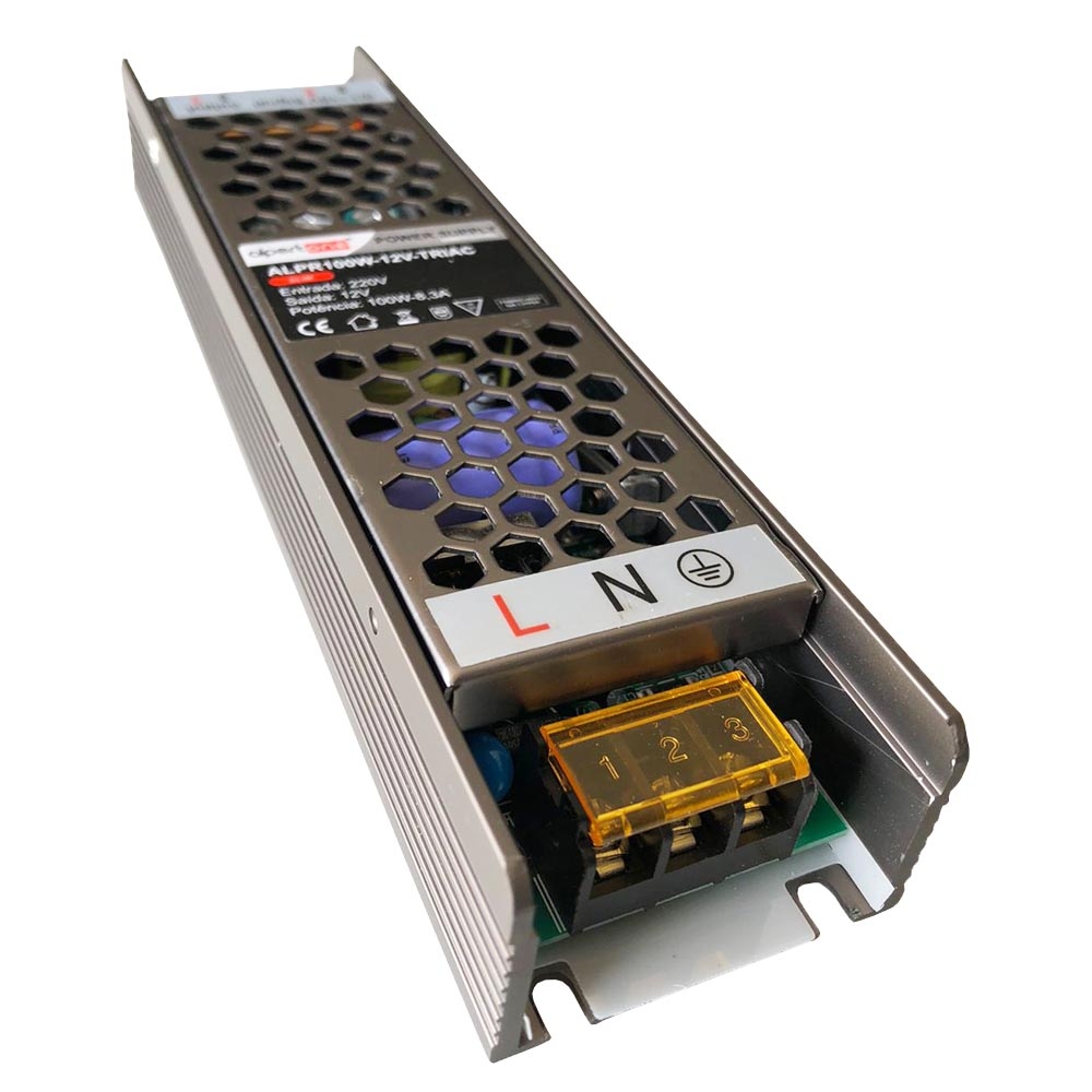 Fonte 12V Alpertone Dimerizável Triac 8,33A 100 watts IP20 220V 145x49x29mm 020922