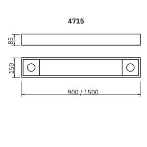 Plafon Usina Tropical Slim 4L T8 1200mm + 2L Dicróica MR16 150X1500X85mm 4715/150FDC