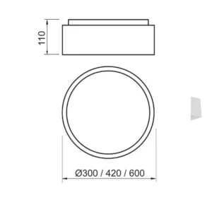 Plafon Usina Clear 6L E27 Ø600X110mm 4050/60