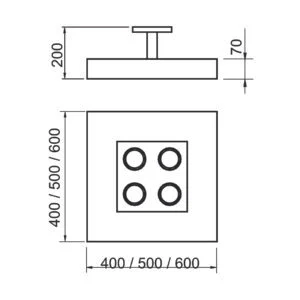 Plafon Usina Bore 4L E27 + 4L MR16 500X500X200mm 4521/50