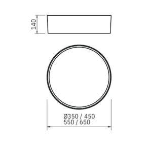 Plafon Usina Onix 8L E27 Ø650X140mm 4100/65