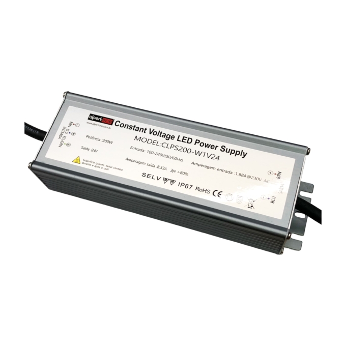 Fonte 24V Alpertone Blindada 8,33A 200 watts IP67 Bivolt 209x67x42mm 011201
