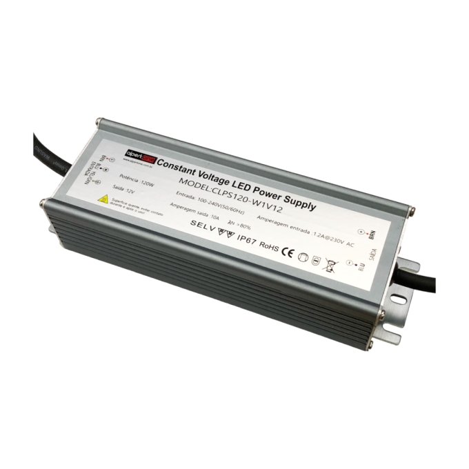 Fonte 12V Alpertone Blindada 10A 120 watts IP67 Bivolt 190x60x39mm CLPS120