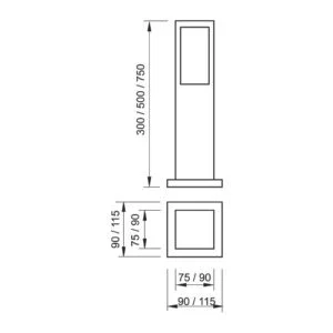 Poste Jardim Usina Alberino 1L E27 115X115X750mm 5510/75