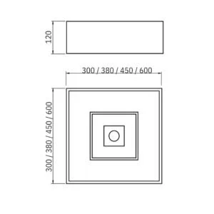 Plafon Usina Focus 4L E27 + 1L MR16 380X380X120mm 4550/38