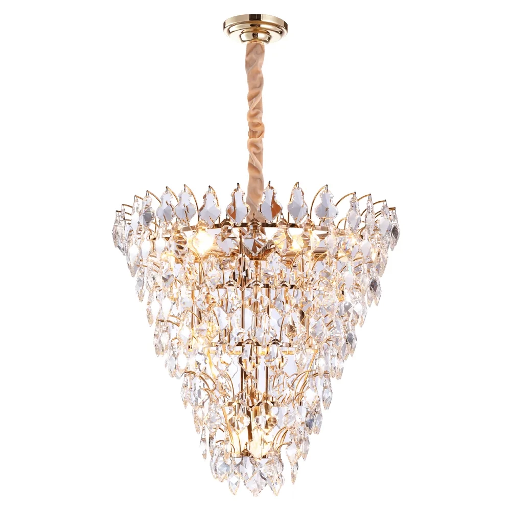 Lustre Bella Paris Dourado e Cristal Transparente 11L E14 Ø650x650mm AQ024S