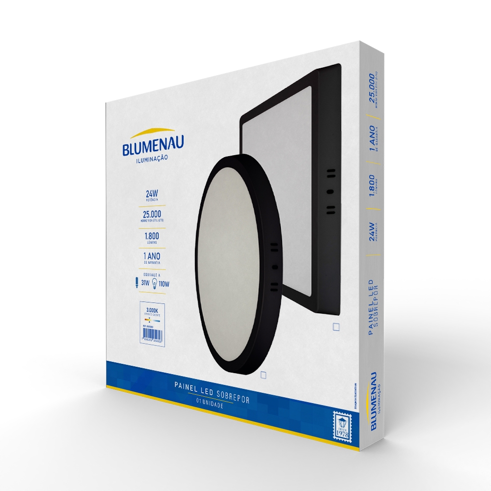 Painel Sobrepor Blumenau Quadrado Tech Borda Preta 24 watts 6500K 283x283x24mm 80856001