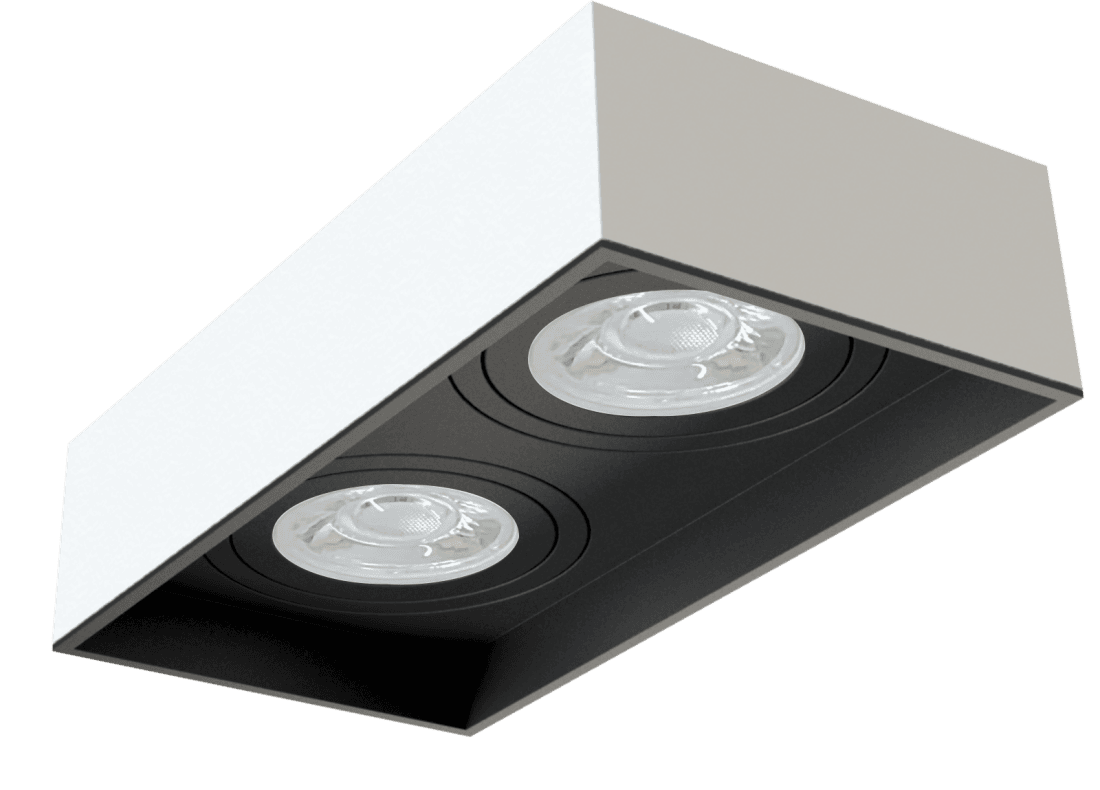 Plafon Moon Box Low Semi Embutido Duplo AR70 Branco com Recuo Preto 1061872