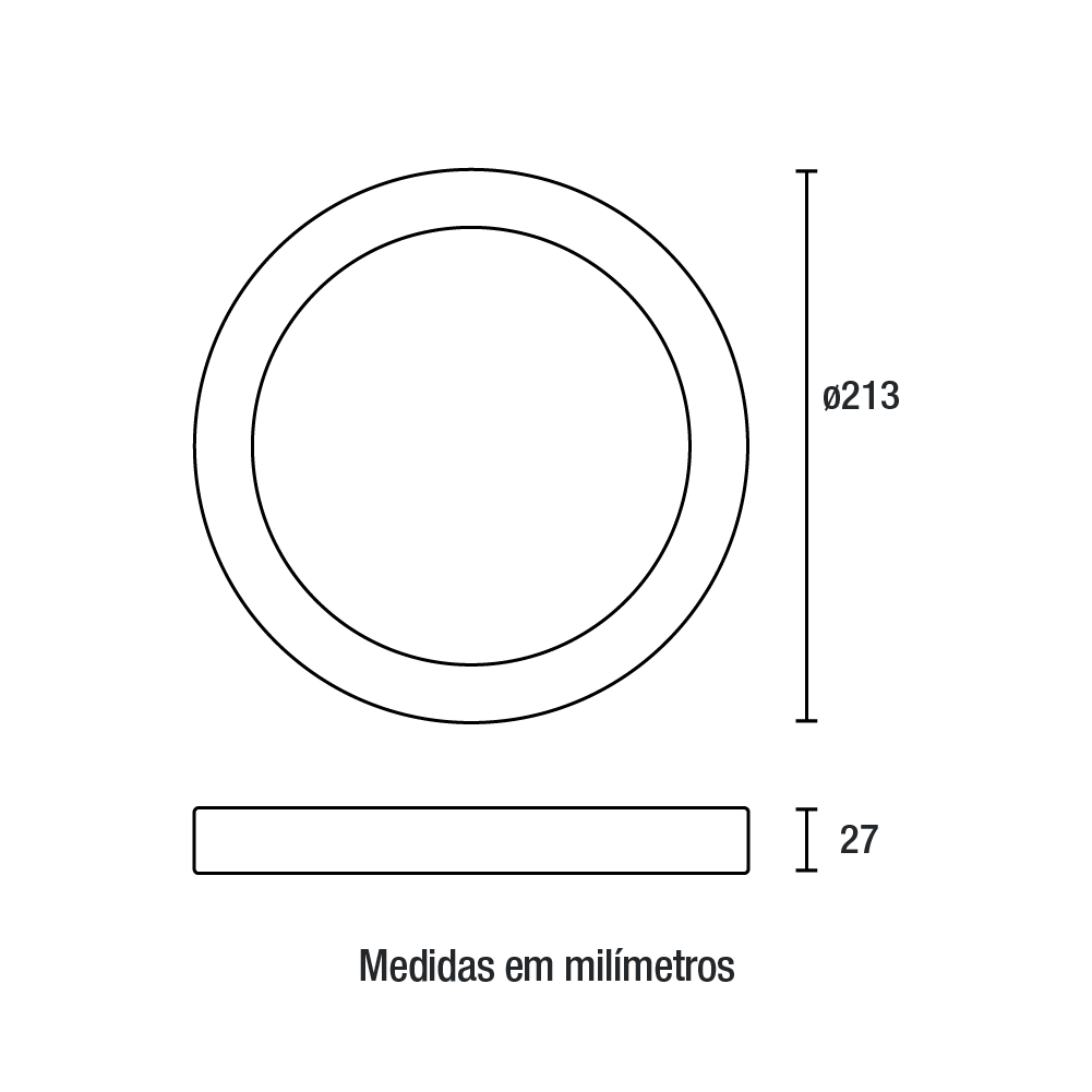 Painel Sobrepor Blumenau Redondo Tech Borda Preta 18 watts 3000K Ø213x27mm 88563001